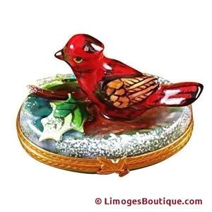 HOLIDAY CARDINAL LIMOGES BOX Rochard French
